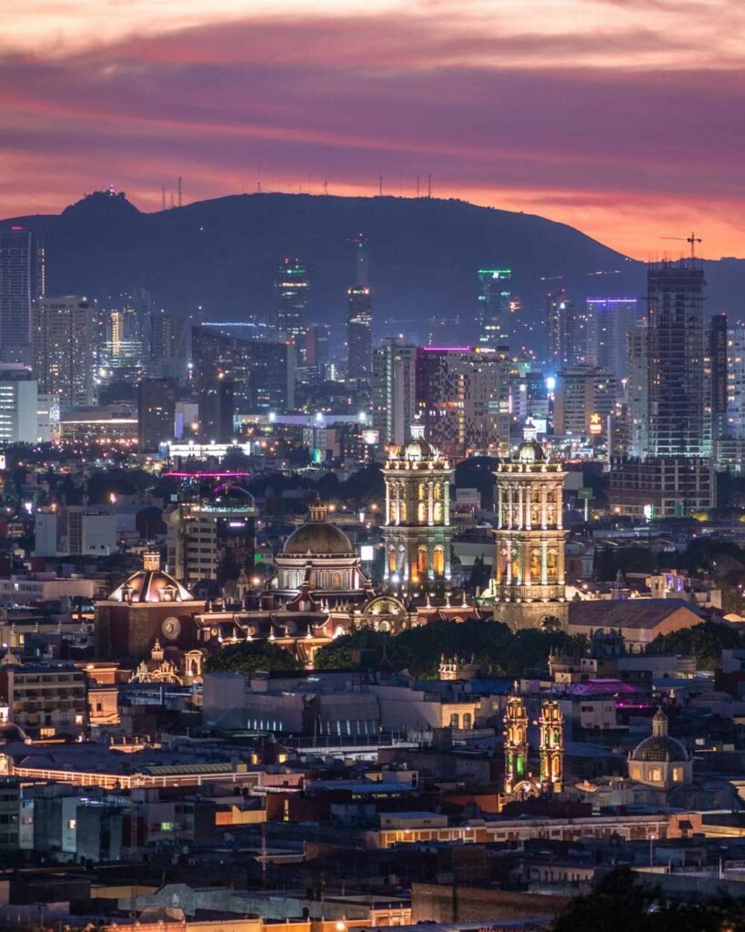 Puebla capital al atardecer